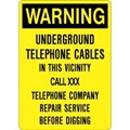 Model OSHA Warning Sign - Warning Underground Telephone Cables